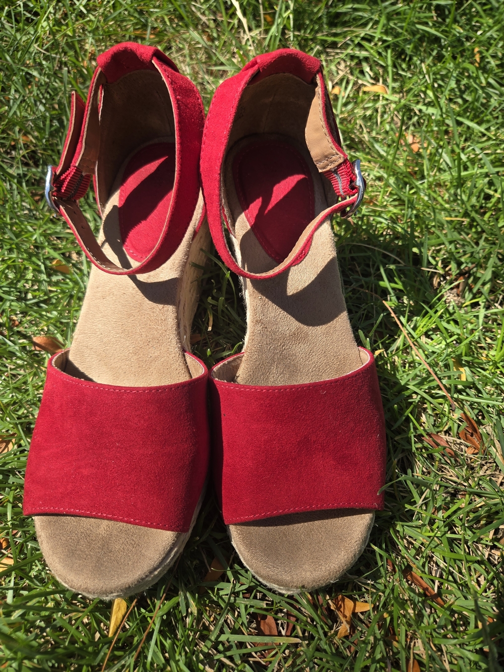 Style & Co Red Suede Women’s Open-Toe Ankle Strap Sandals